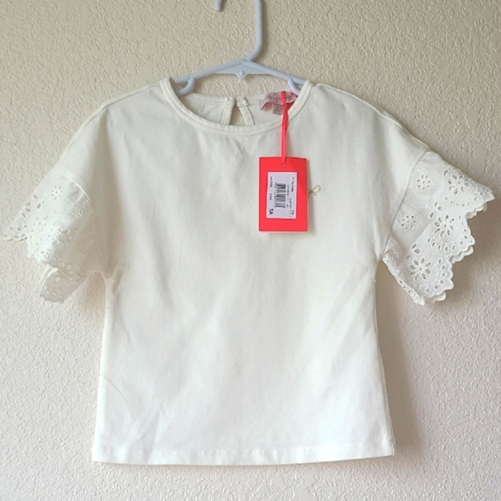 Lili Gaufrette Luxury White Blouse with Eyelet Sleeves